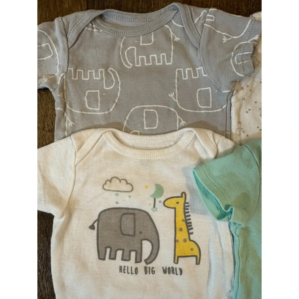 Gerber Baby Boy Onesies Tee Shirts 0/3 Months Bodysuits Elephant Short Sleeved